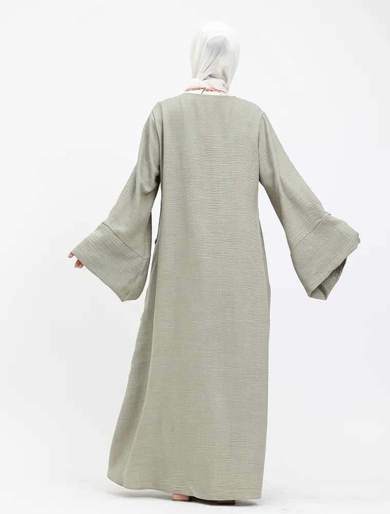 Khaki Linen Feel Wrap Co Ord Set